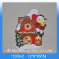 House shape ceramic christmas decoration with LED